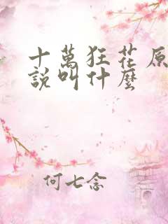 十万狂花原著小说叫什么