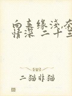 向来缘浅,奈何情深 二十三