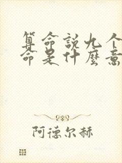 算命说九个字的命是什么意思