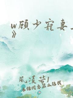 w顾少宠妻上瘾》