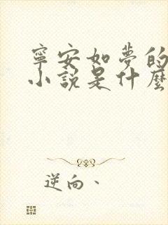 宁安如梦的原著小说是什么