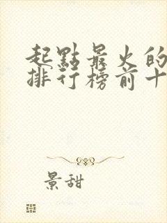 起点最火的小说排行榜前十名