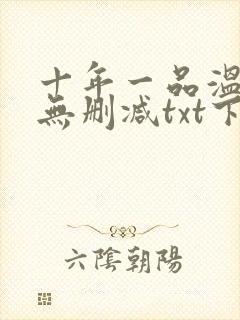 十年一品温如言无删减txt下载