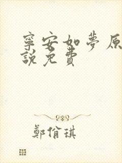 宁安如梦原著小说免费