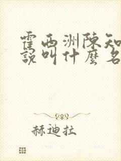 霍西洲陈知意小说叫什么名字