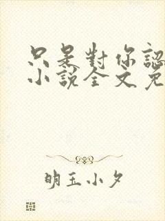 只是对你认了真小说全文免费阅读