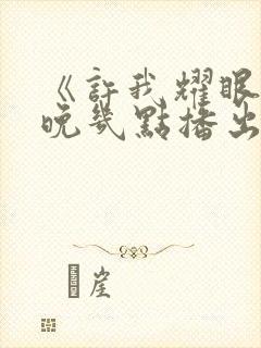 《许我耀眼》每晚几点播出