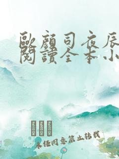 欧颜司夜辰免费阅读全本小说