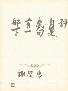 哪有岁月静好,下一句是