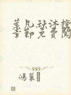 叶凡秋沐橙最新章节免费阅读