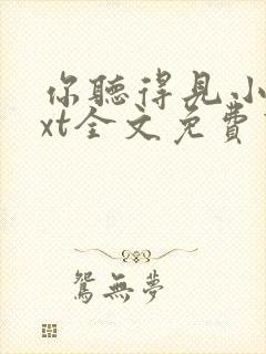 你听得见小说txt全文免费下载