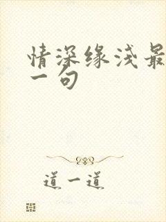 情深缘浅最佳下一句