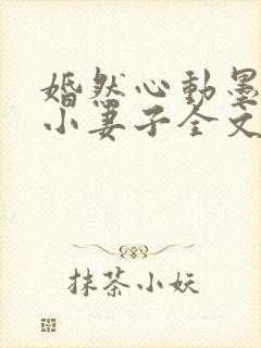 婚然心动墨少的小妻子全文阅读
