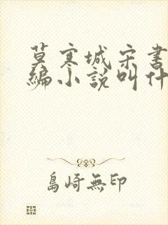 莫寒城宋书桐改编小说叫什么