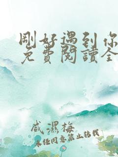 刚好遇到你小说免费阅读全文