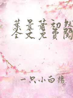 叶晨萧初然小说全文免费阅读最新