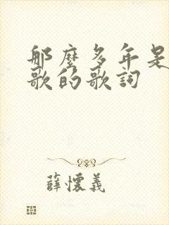 那么多年是哪首歌的歌词