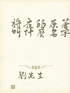 将夜的原著小说叫什么名字