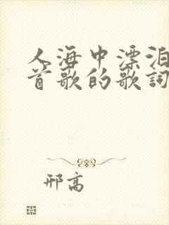 人海中漂泊是哪首歌的歌词