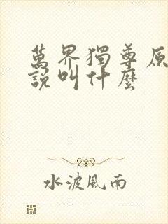 万界独尊原著小说叫什么