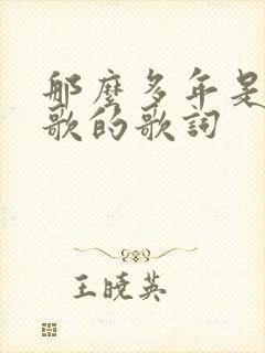 那么多年是哪首歌的歌词