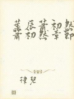 叶辰萧初然叶辰萧初然章节