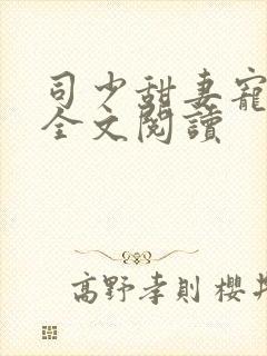 司少甜妻宠定了全文阅读