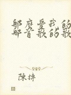 那么爱我的你是哪首歌的歌词