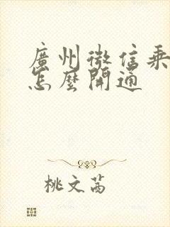 广州微信乘车码怎么开通