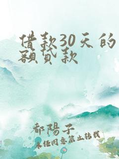 借款30天的小额贷款