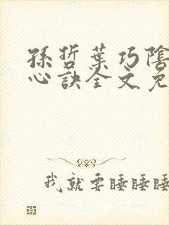 孙哲叶巧阴阳圣心诀全文免费