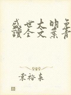 盛世大明免费阅读全文叶青小说