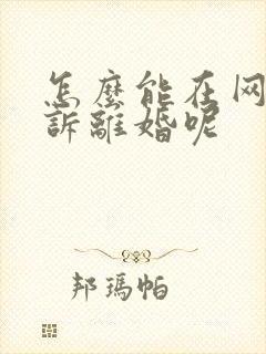 怎么能在网上起诉离婚呢