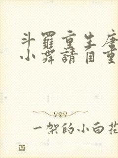 斗罗重生唐舞麟小舞请自重小说