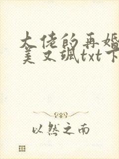 大佬的再婚甜妻美又飒txt下载