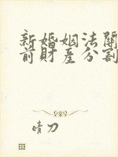 新婚姻法关于婚前财产分割的规定