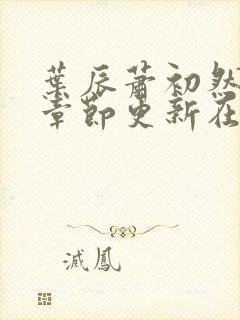 叶辰萧初然最新章节更新在线阅读