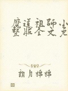 魔道祖师小说完整版全文免费阅读