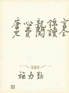 唐心龙锦言小说免费阅读全文