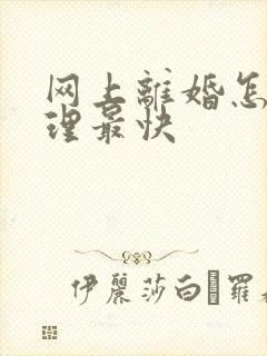 网上离婚怎么办理最快