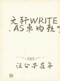 文轩WRITE. AS车肉教室