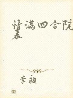 情满四合院演员表