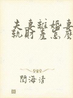 夫妻离婚妻子出轨财产怎么分割