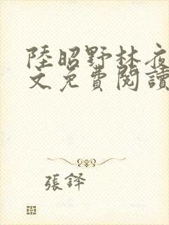 陆昭野林夜棠全文免费阅读最新章节