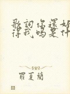 歌词你还好吗记得我吗是什么歌