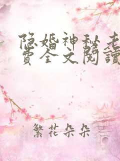 隐婚神秘老公免费全文阅读