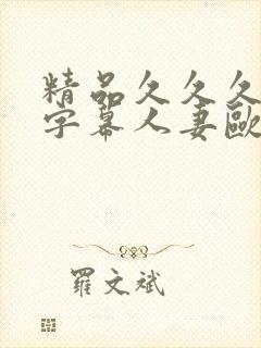 精品久久久中文字幕人妻欧美熟妇的