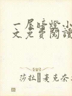 一屋暗灯小说全文免费阅读txt