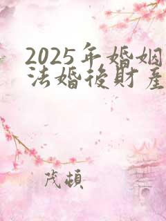 2025年婚姻法婚后财产如何分配