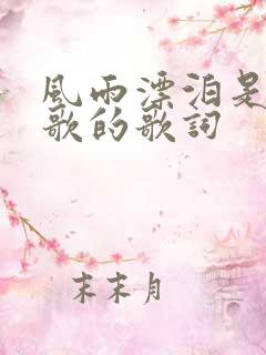 风雨漂泊是哪首歌的歌词